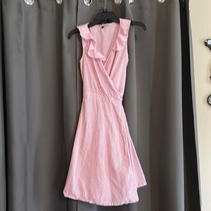 Pink seersucker wrap dress size medium